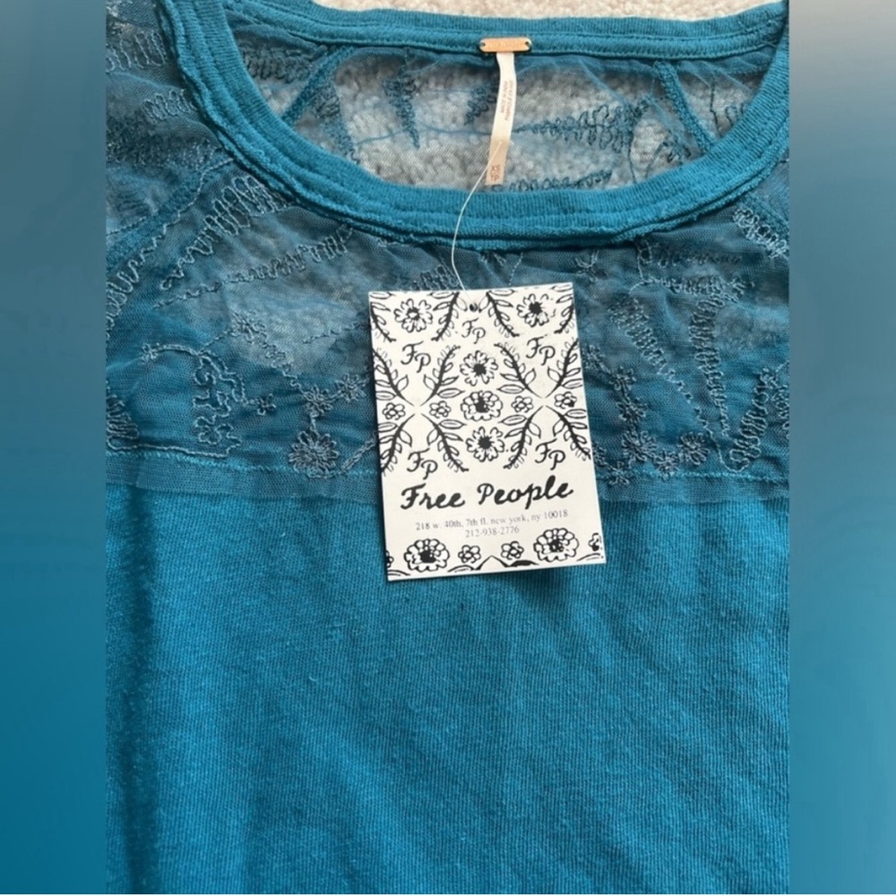 New Free People - Sidney Embroidered Mixed Media Long Sleeve Top - Sz XS - Picture 4 of 6